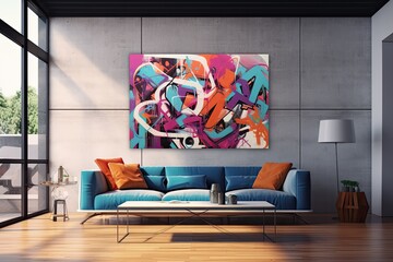 Abstract graffiti-style picture, bringing urban artistry and street vibes into interior design - Generative AI
