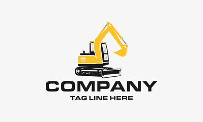 Excavator Vector Logo Template. construction, vector illustration