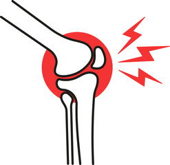 Knee pain icon in linear style.
