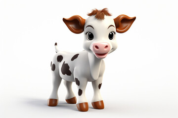 3d cartoon design cute character of a cow - obrazy, fototapety, plakaty