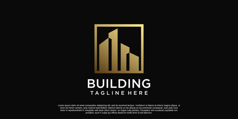 Building logo design unique concept golden gradient Premium Vector