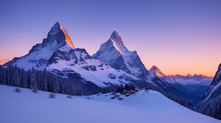 Obraz premium A snow covered mountain range stretches as far as the eye can see.