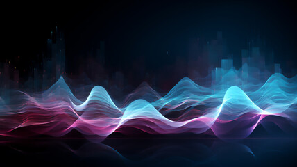 Fototapeta na wymiar Audio soundwave scope signal as an abstract background depicting a sampled music sound wave frequency in a recording studio showing its amplitude, computer Generative AI stock illustration image