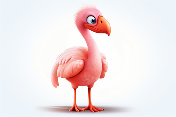 3d cartoon design cute character of a flamingo