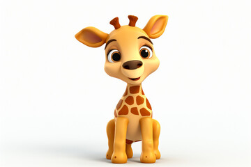 3d cartoon design cute character of a giraffe