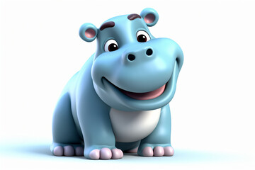 3d cartoon design cute character of a hippo