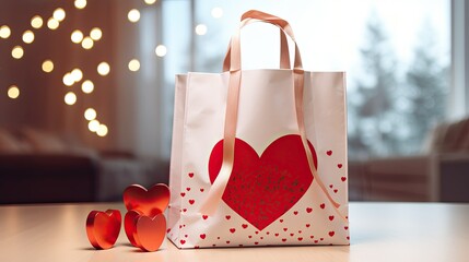 valentines day gift bag with heart special present