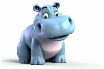 3d cartoon design cute character of a hippo