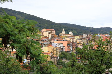 Fototapeta na wymiar view to Lanusei, a sardinian town on Barbagia mountain