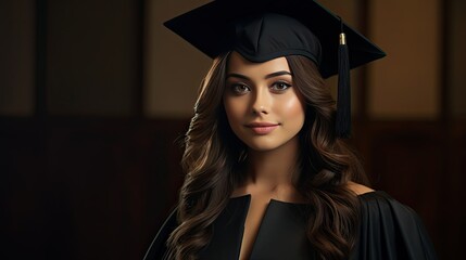 young pretty woman in graduation costume