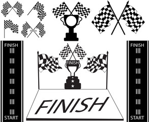 Tropy finish flag checkered flags vector background with flat design