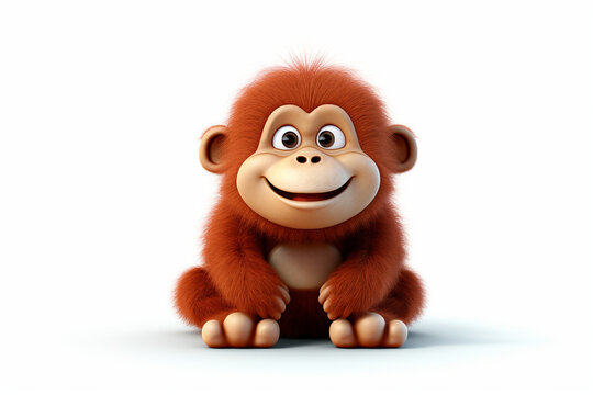 3d cartoon design cute character of a monkey