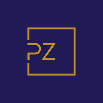 Creative initial letter PZ square logo design concept vector template