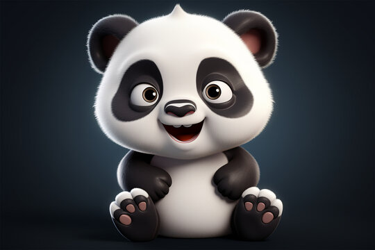 3d cartoon design cute character of a panda