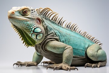 Obraz premium green iguana on a black background