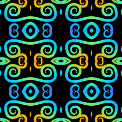 Seamless colourful batik ethnic dayak aztec Kalimantan pattern for background textile garment 