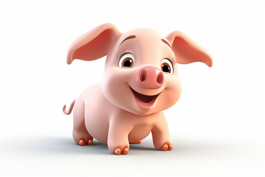 3d cartoon design cute character of a pig