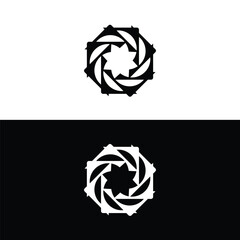 Black and white circle vector logo template design