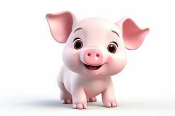 3d cartoon design cute character of a pig