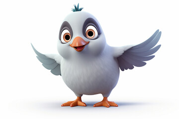 3d cartoon design cute character of a bird