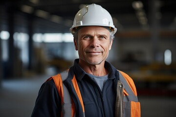Smart portrait, male senior engineer standing with his arms crossed confidently. - 651947943