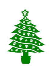 Dog Paw Print Christmas Tree