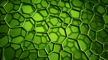 close-up of vibrant green plant cells, creating an abstract science background.
