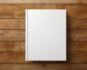Blank Book Cover Mockup On Wooden Background