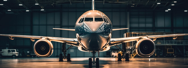 Aircraft maintenance, Aircraft in the hangar, Aircraft repair concept.