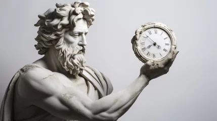 Poster altgriechische Marmorstatue mit Uhr in der Hand © Marble Station