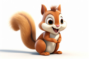 3d design of a cute character of a squirrel - obrazy, fototapety, plakaty