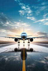 Obraz premium Plane on runway before takeoff.