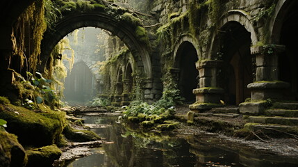 Fototapeta premium The secret garden of a 1800s Russian castle