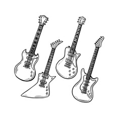 Fototapeta premium Guitar rock vector illustration design with hand drawn style concept