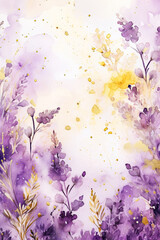 Watercolor Lavender Field Digital Papers, Purple Lavender Backgrounds, Purple Floral Wedding Invite Backgrounds, Lavender Plants Backdrop