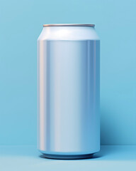 Aluminum blue can for advertising on a blue background