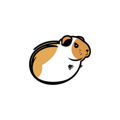 Cute guinea pig flat design vector. isolated on white