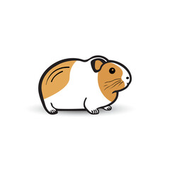 Cute guinea pig flat design vector. isolated on white