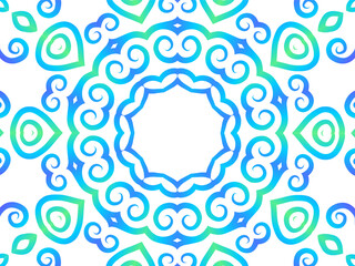 Beautiful colourful caleidoscope gradient flower line art pattern