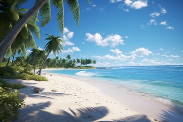 beach with palm trees, Generative AI
