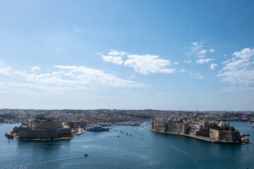 Valletta, Malta, May 1, 2023, Grand Harbor seen from Upper Barakka Public Gardens