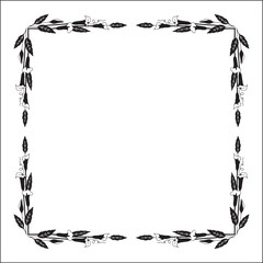 Obraz premium Black and white vegetal ornamental frame with kala flowers, decorative border, corners. 