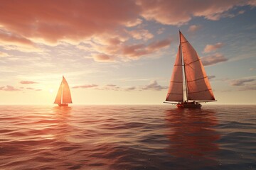 sailboat at sunset, Generative AI