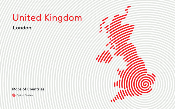 Creative Map Of United Kingdom. Political Map. London. Capital. World Countries Vector Maps Series. White Spiral Series