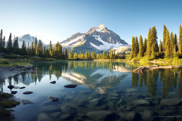 Fototapeta na wymiar Lake Landscape in the Mountains