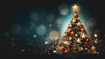 Une illustration d'un magnifique sapin de noël avec plein de décorations.