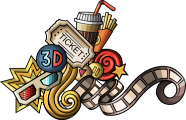 Cinema doodle funny cartoon background