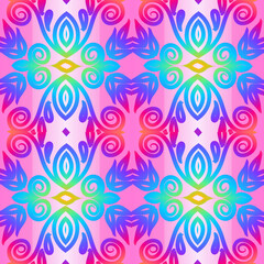 Seamless colourful batik ethnic dayak aztec Kalimantan pattern for background textile garment 
