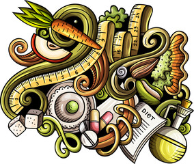 Diet food detailed cartoon illustration