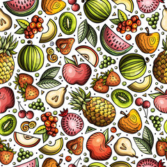 Diet food cartoon funny seamless pattern